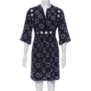 Sandro navy/white floral silk midi dress
